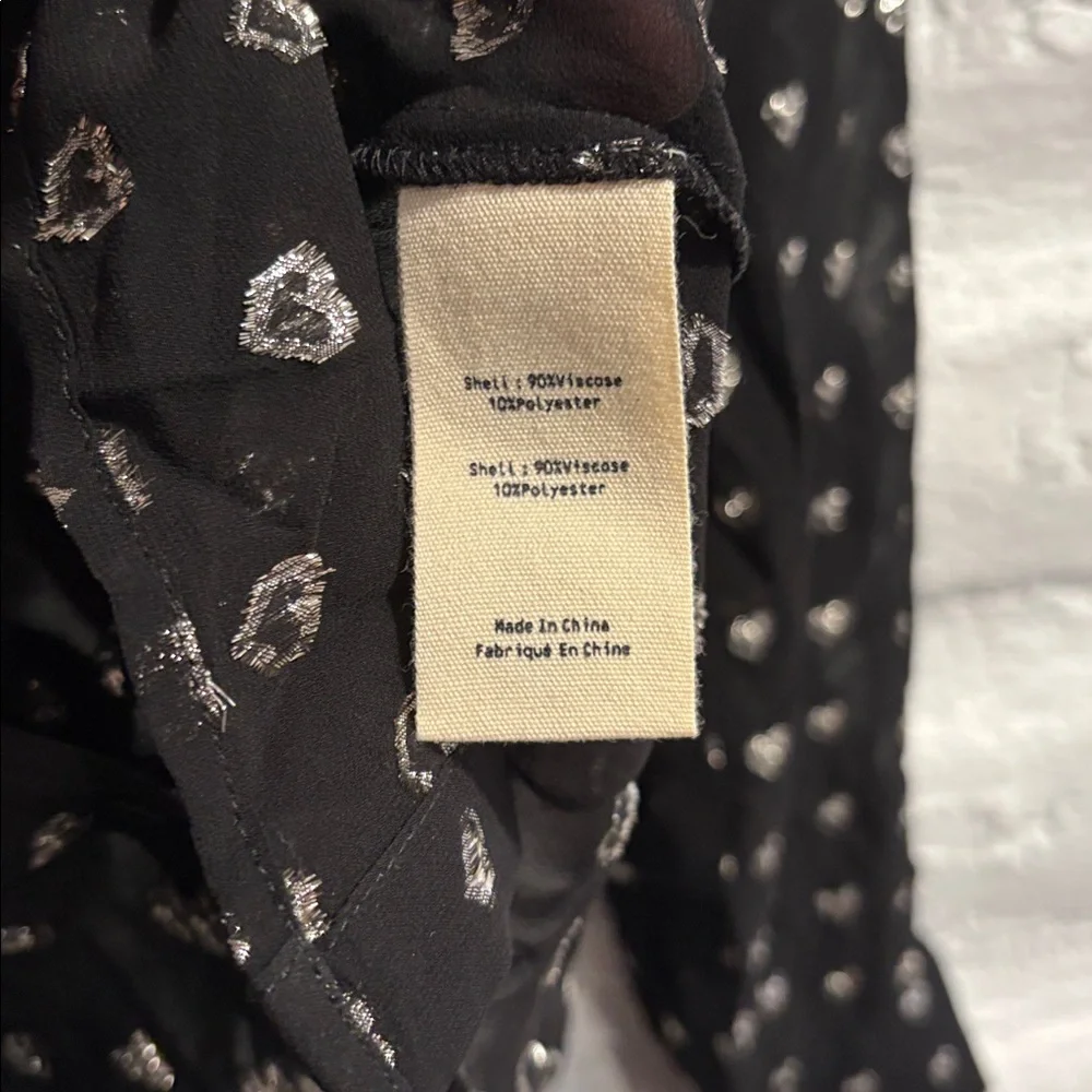 L’Agence Hailie Black & Silver Hearts Semi Sheer Blouse - Picture 7 of 11